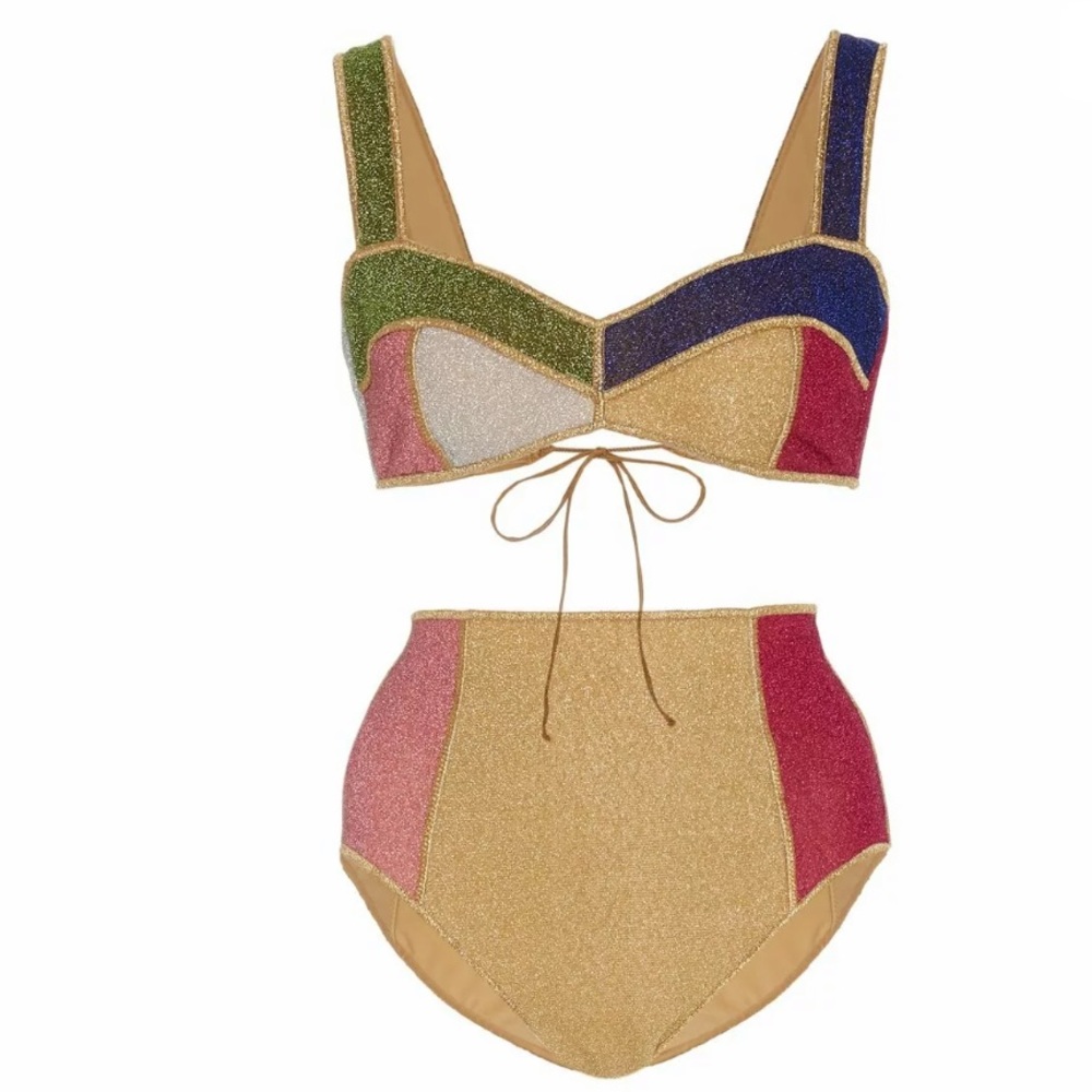 Color-Block Lurex Bikini Set size L NEW